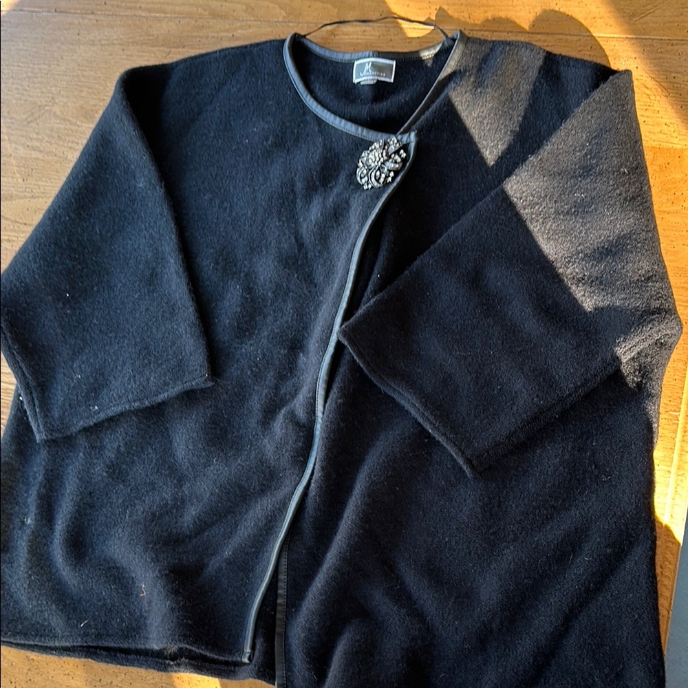 Black Charter Club Cardigan with Brooch
